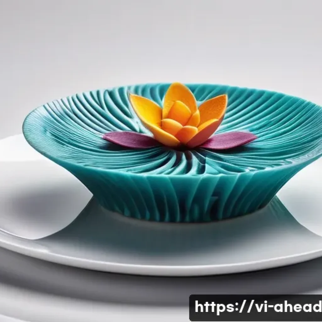 식품 기술의 미래 3D 프린팅 식품 - A Personalized Culinary Masterpiece**
A hyperrealistic image of an exquisitely plated 3D-printed gou...