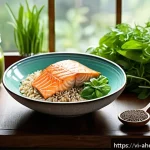 Home 20 하이브리드 식단의 부상 - A vibrant Vietnamese home kitchen scene featuring a colorful spread of traditional and modern foods:...